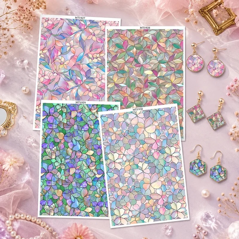 Beeswax Wrap - Stained Glass Flower Polymer Clay Transfer