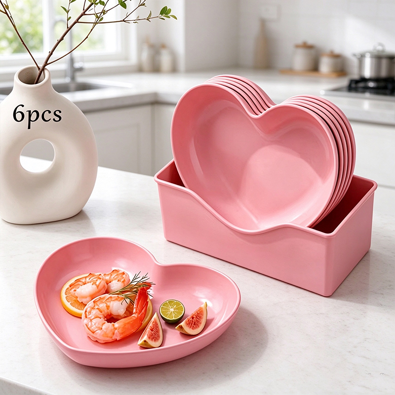6Pcs Heart Shaped Plates Set w - огляд і ціна Reusable Straw
