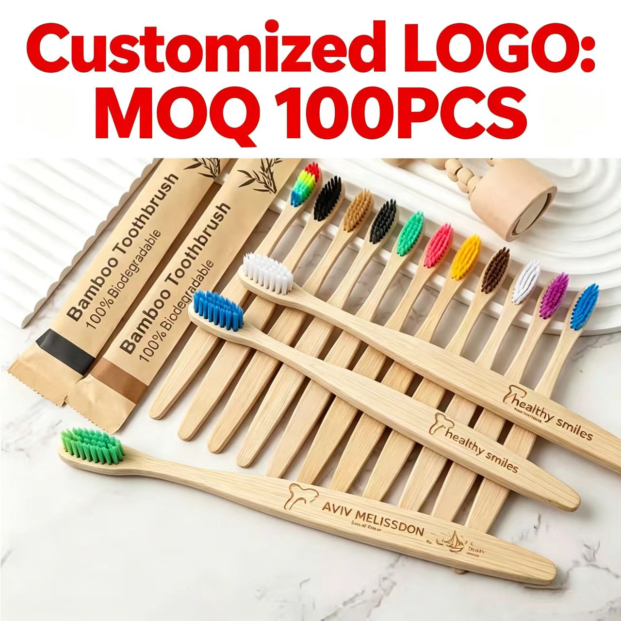 Bamboo Toothbrushes 100Pcs Eco - огляд і ціна Bamboo Toothbrush