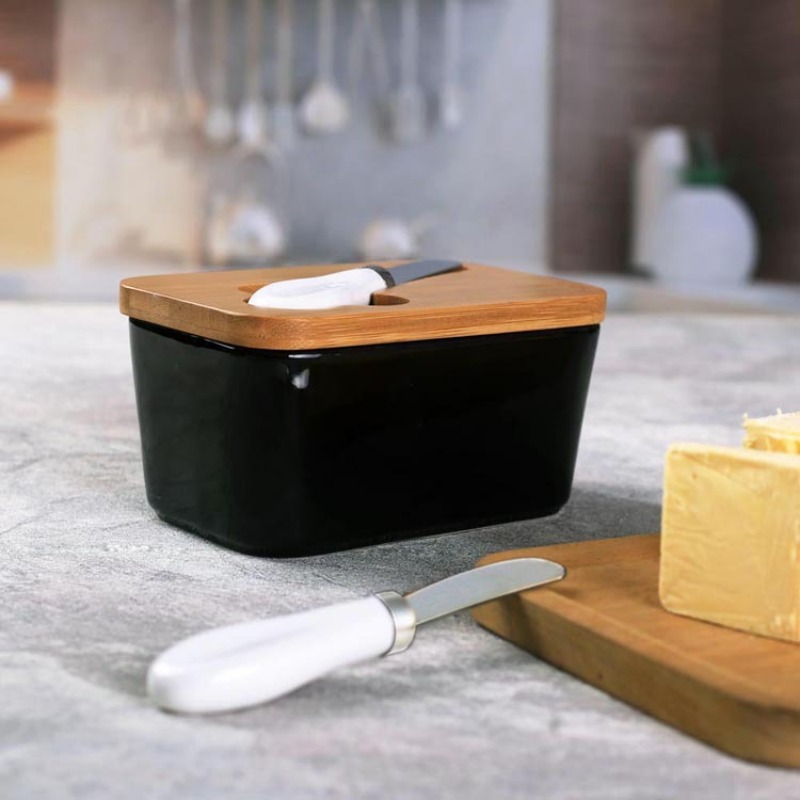 Simple Ceramic Butter Dish wit - огляд і ціна Bamboo Cutlery